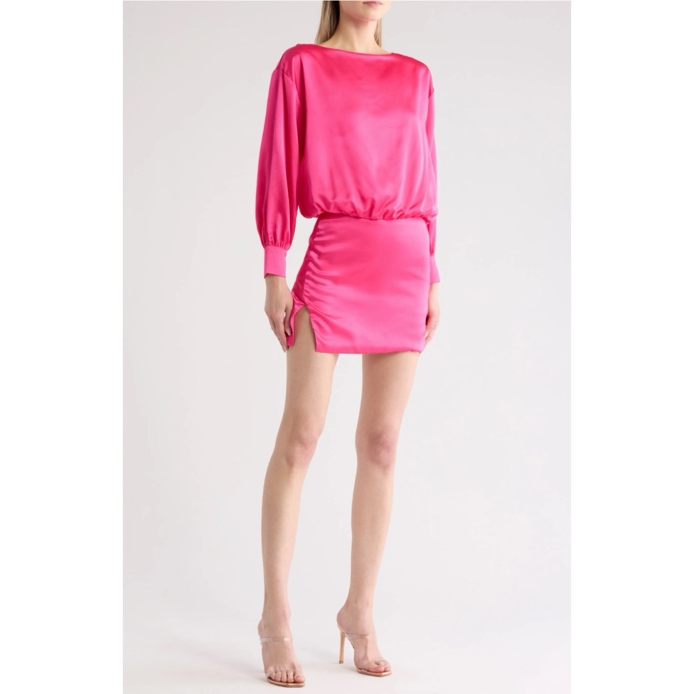 Lumiere Fuchsia Long Sleeve Minidress, Small